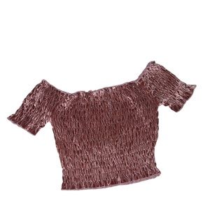 ROSE VELVET STRETCH CROP TOP